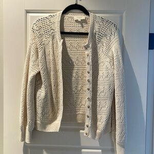 Sezane Cream Knit Cardigan